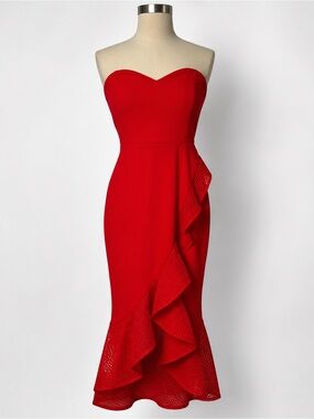 Hello Molly Embrace Extraordinary Strapless Midi Dress NWT Sweetheart Ruffle